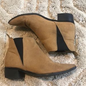 Camel suede booties